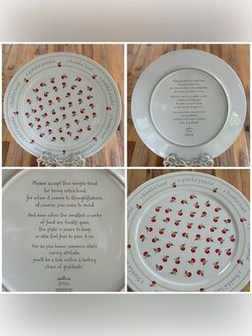 Hallmark White and Red Cherry Pattern Ceramic Plate
